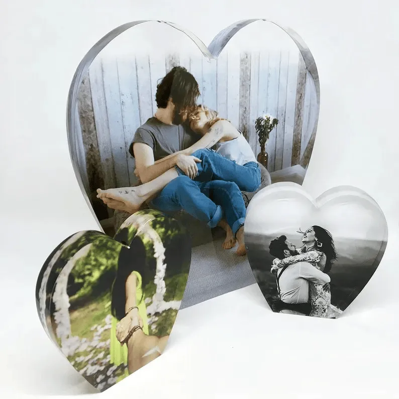 Heart Shape Acrylic Block Photo Frame
