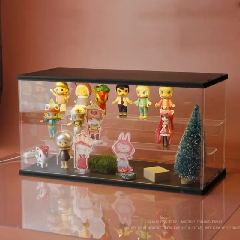 Transparent 3 Tier Acrylic Doll Toy Figure Protective Display Case