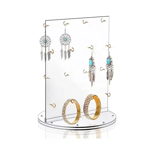 Rotation Acrylic Jewelry Double Sided Display Stand
