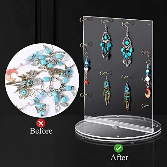 Rotation Acrylic Jewelry Double Sided Display Stand