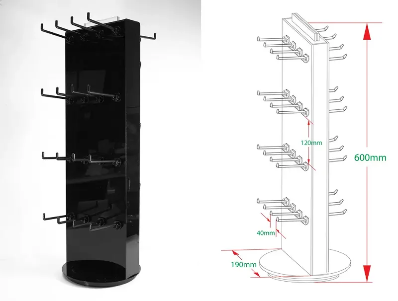 Acrylic Jewelry Display Stand Hooks
