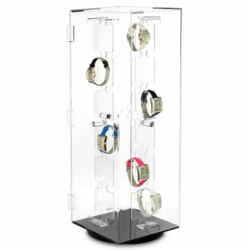 Lockable Acrylic Rotating 48 Watch Display Box 
