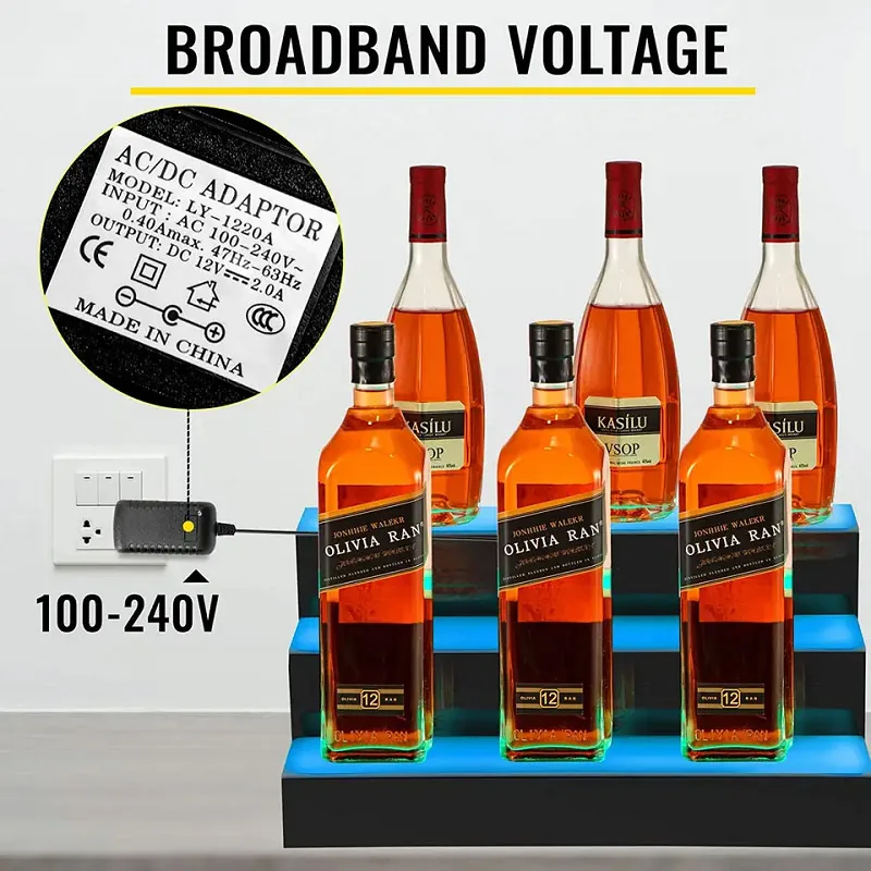 RGB LED Illuminated Wine Bottle Liquor Display Stand 