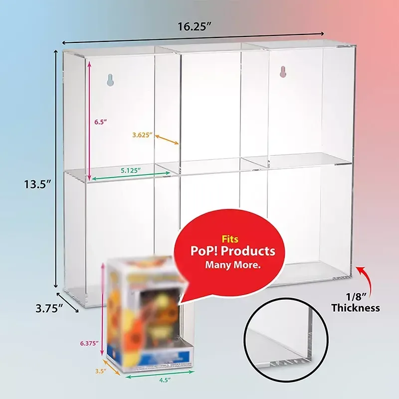 6 Regular Size high quality Acrylic Pop Display Case