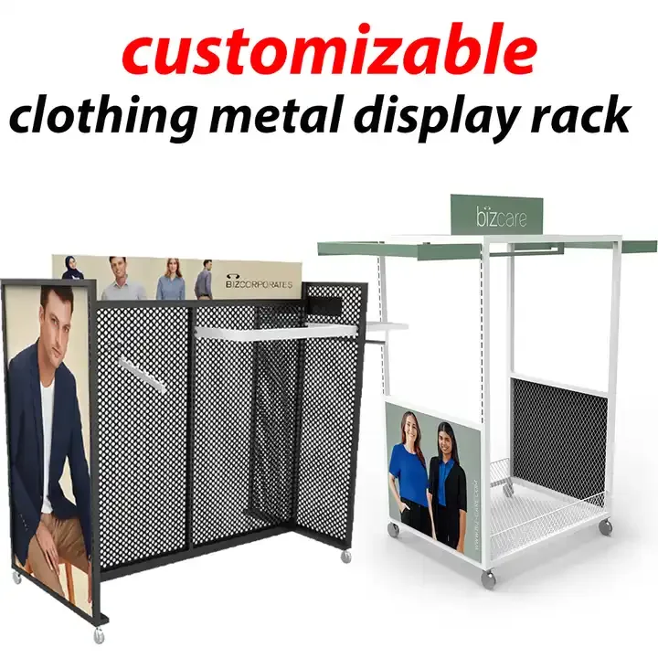 Modern 4-Layer Pegboard Metal Display Rack