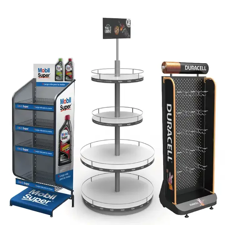 Modern 4-Layer Pegboard Metal Display Rack