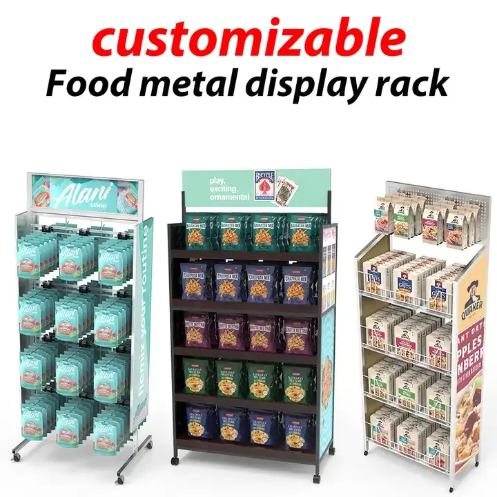 Modern 4-Layer Pegboard Metal Display Rack