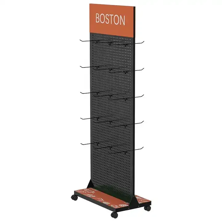 Metal Cell Phone Accessory Display Stand With Peg Hooks