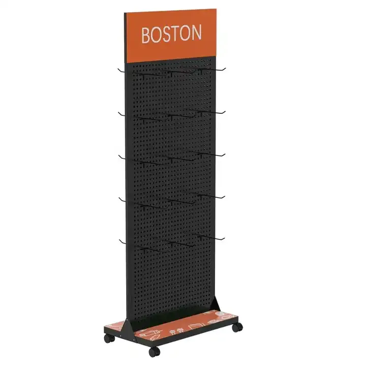 Metal Cell Phone Accessory Display Stand With Peg Hooks