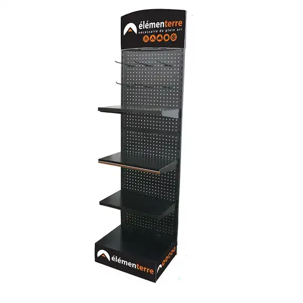 Metal Floor Pegboard Display Shelf Unit