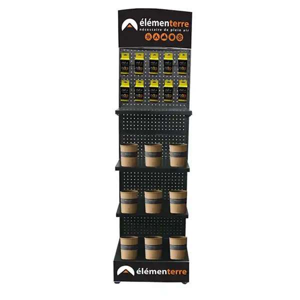 Metal Floor Pegboard Display Shelf Unit