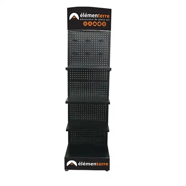 Metal Floor Pegboard Display Shelf Unit