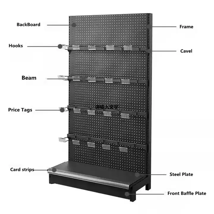 Supermarket PegBoard Display Rack for Retail