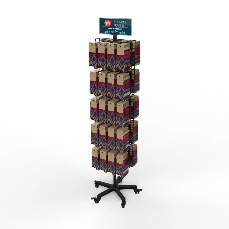 Custom Wire Sock Display Stand Retail Sock Spinner Rotating Sock Rack