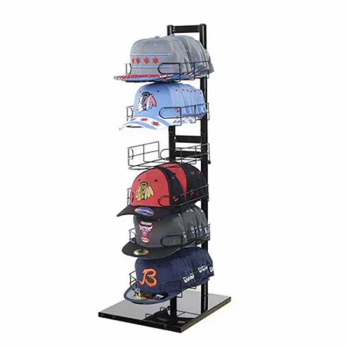 Popular Caps Display Holder Fixtures And Metal Black Floor Hats