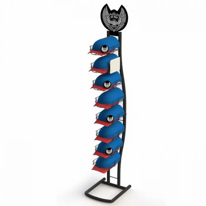 Popular Caps Display Holder Fixtures And Metal Black Floor Hats
