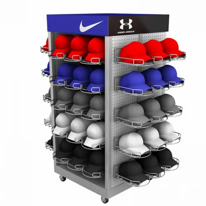 Retail Store Athletic Metal Multiple Hat Display Rack For Wholesale