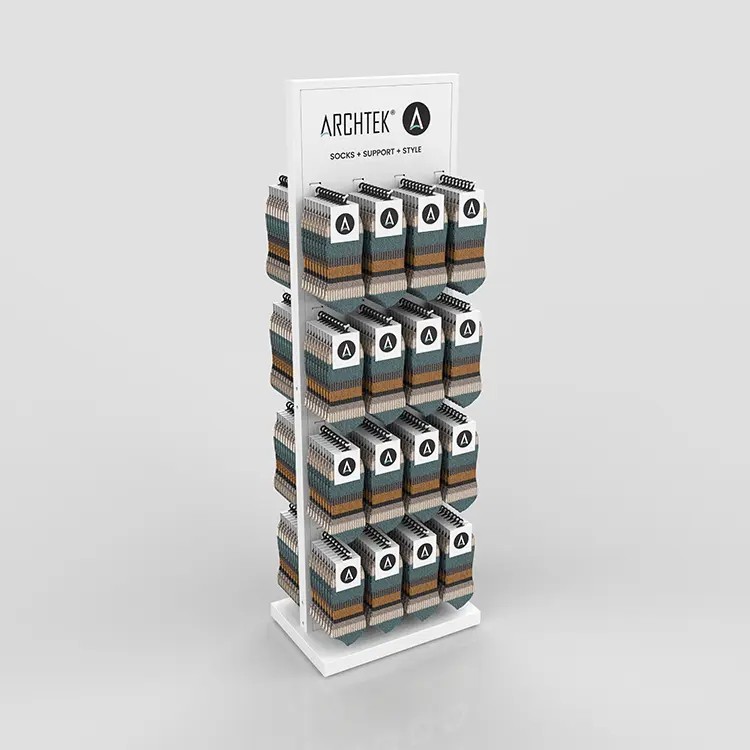 Custom Rack Hanging Stand With Hooks Double Sided Retail Sock Display 