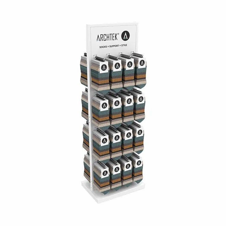 Custom Rack Hanging Stand With Hooks Double Sided Retail Sock Display 