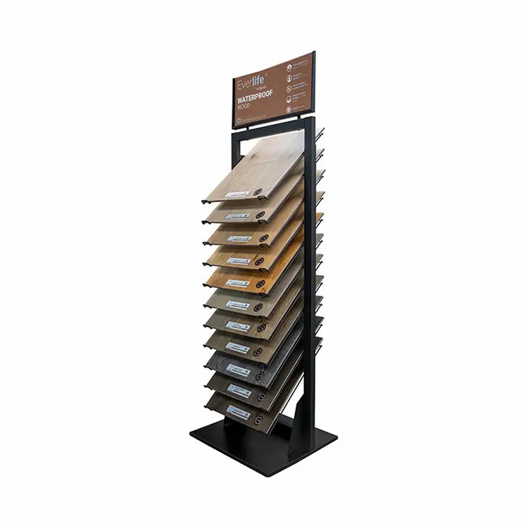 Custom Black Metal Floor Ceramic Stone Tile Display Stand For Sale