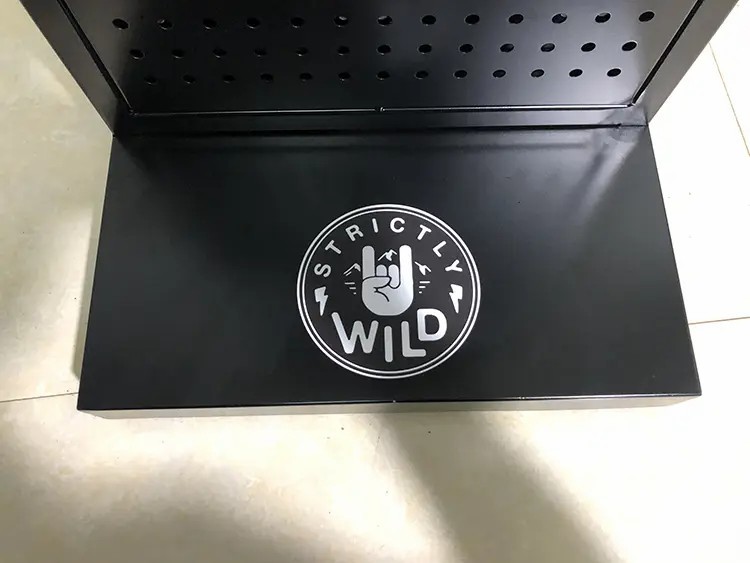 Double Sided Metal Floor Display Stand Pegboard Clothing Store Fixtures 