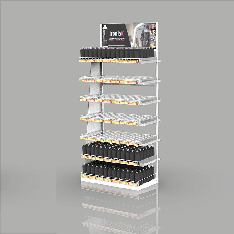 6 Tiered Retail Liqour Water Bottle Metal Display Shelf Display Rack 
