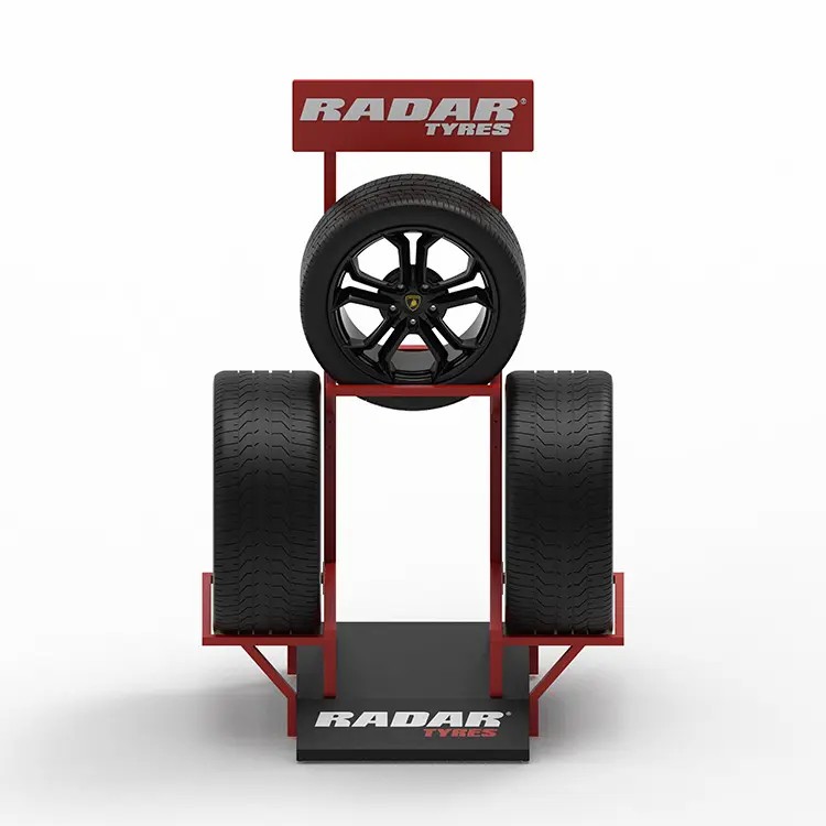 Custom Car Rim Wheel Automotive Store 3-tire Display Racks Floorstanding
