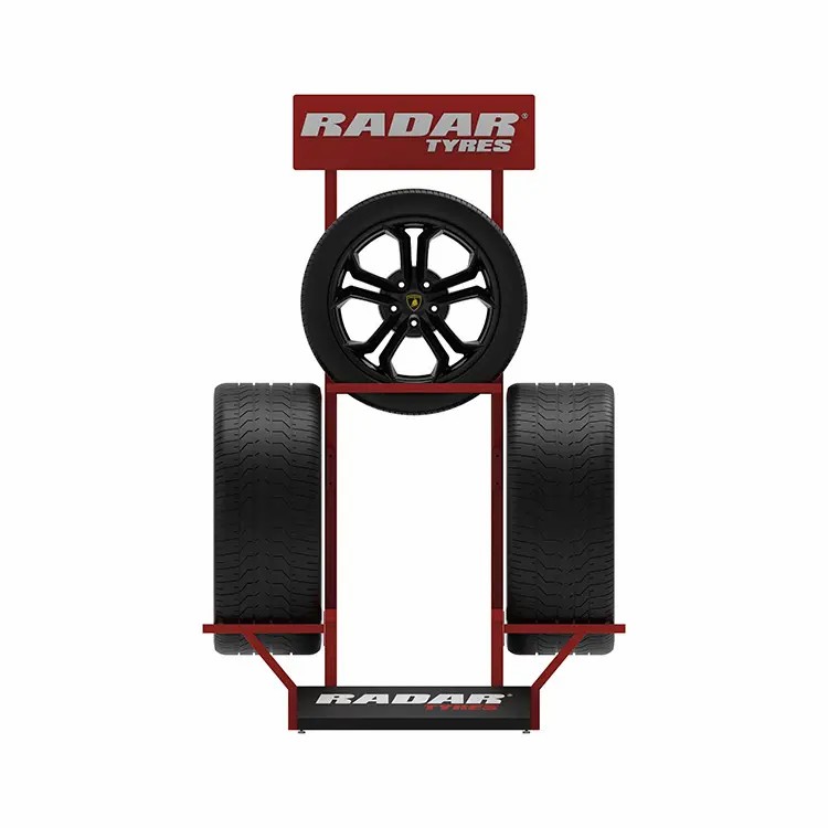 Custom Car Rim Wheel Automotive Store 3-tire Display Racks Floorstanding