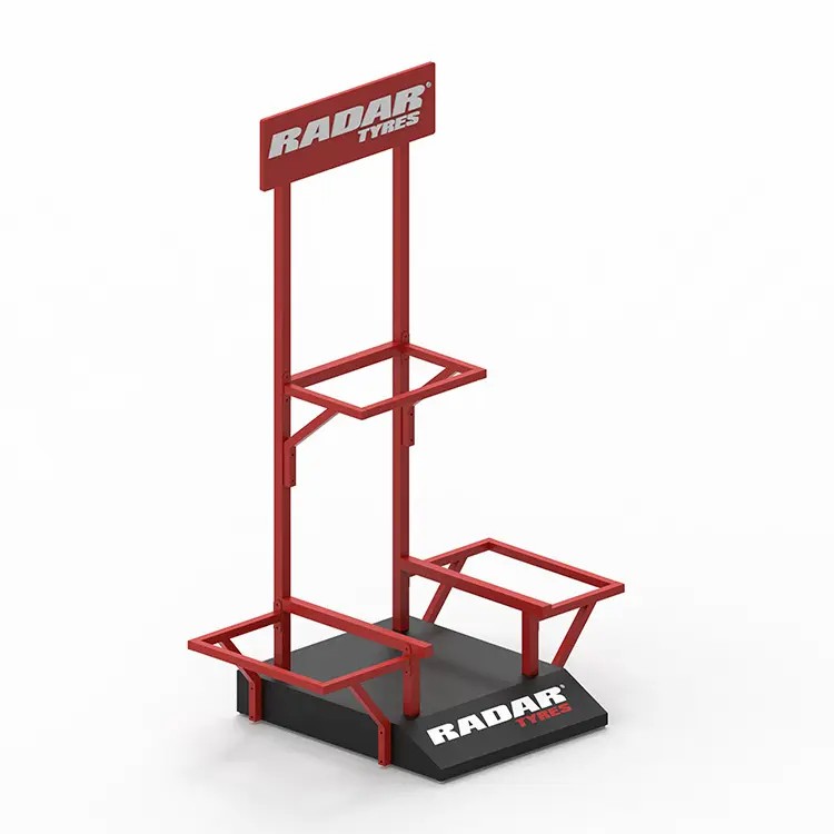 Custom Car Rim Wheel Automotive Store 3-tire Display Racks Floorstanding