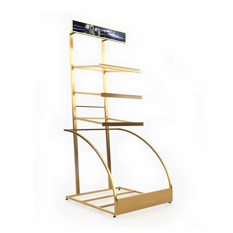 Custom Metal Car Wheel Rim Floor Display Racks For Automotive Stores