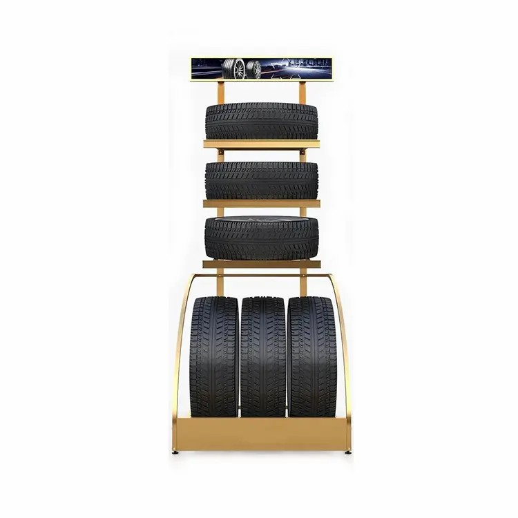 Custom Metal Car Wheel Rim Floor Display Racks For Automotive Stores