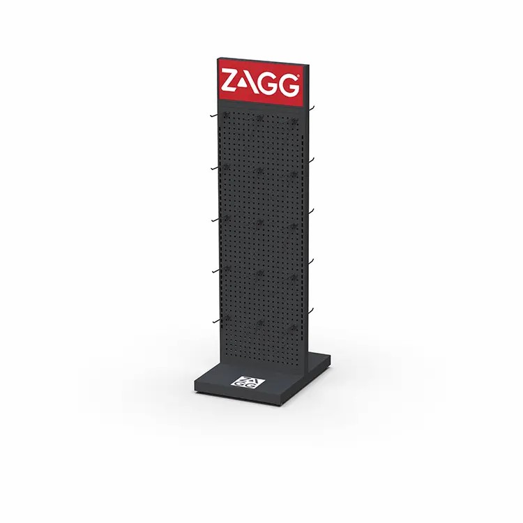 Commercial Pegboard Metal Floor Display Stand With Detachable Hooks for Shop