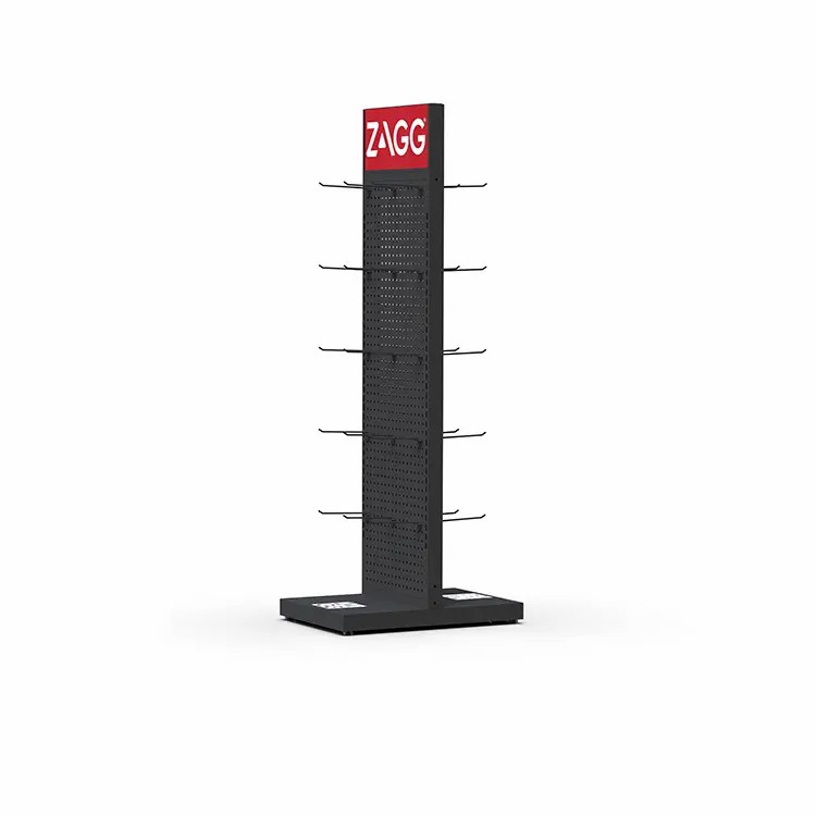 Commercial Pegboard Metal Floor Display Stand With Detachable Hooks for Shop