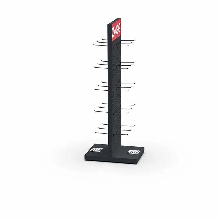Commercial Pegboard Metal Floor Display Stand With Detachable Hooks for Shop