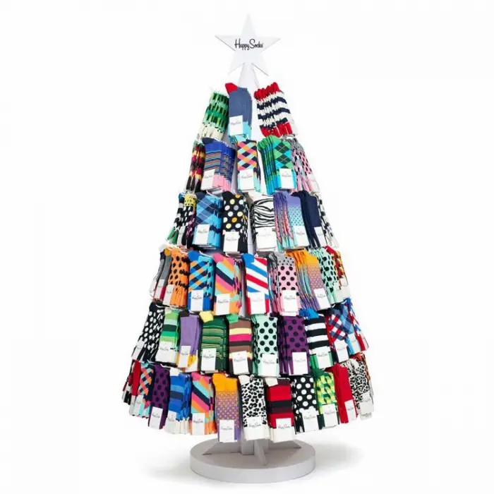 Creative White Wood Happy Socks Display Stand Tree Shape Floor